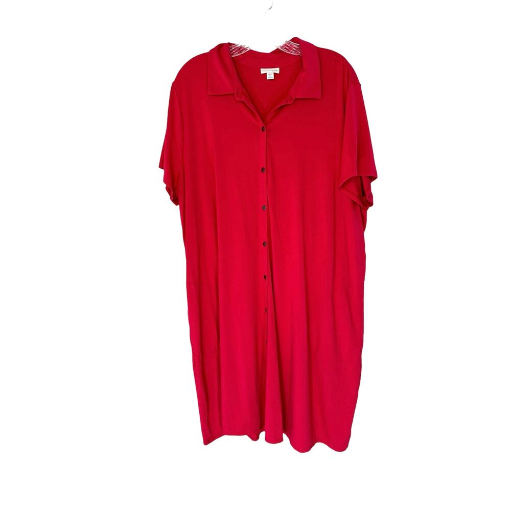 J. Jill Casual Relaxed Pink Collared Button Up Short Sleeve Shirt‎ Dress Size 2X